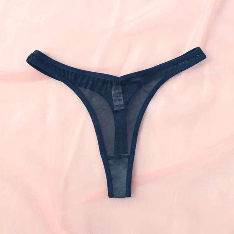 String sans coutures pour femme, tanga minuscule, lingerie sexy en maille transparente, sous-vêtements doux à dos en T.