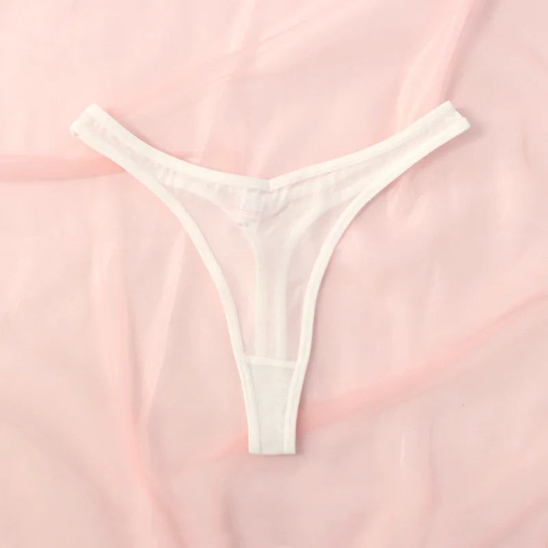 String sans coutures pour femme, tanga minuscule, lingerie sexy en maille transparente, sous-vêtements doux à dos en T.