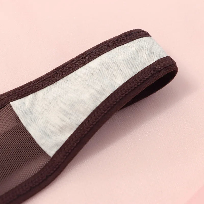 String sans coutures pour femme, tanga minuscule, lingerie sexy en maille transparente, sous-vêtements doux à dos en T.